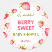 Aardbei Berry Fuchsia Baby shower dank u Ronde Sticker (Voorkant)