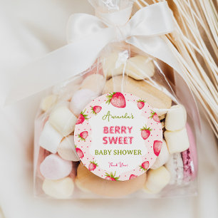 Aardbei Berry Fuchsia Baby shower dank u Ronde Sticker