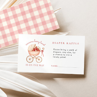 Aardbei Berry Loved Luier Raffle Baby shower Informatiekaartje