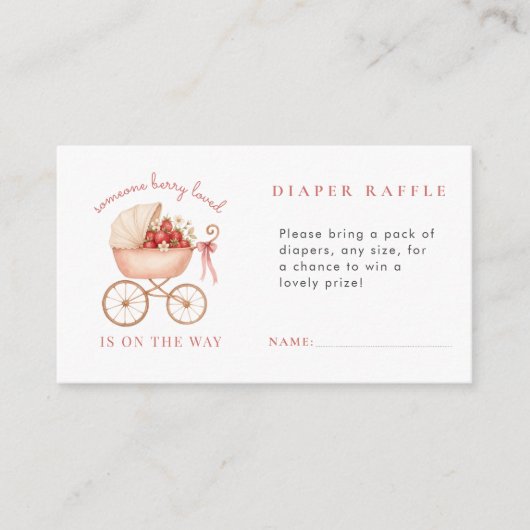 Aardbei Berry Loved Luier Raffle Baby shower Informatiekaartje (Voorkant)