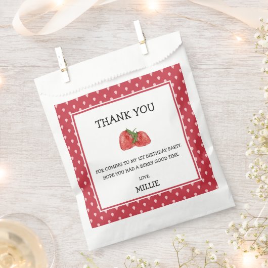 Aardbei Berry Sweet 1e verjaardag Favor Ba Bedankzakje (Geknipt)