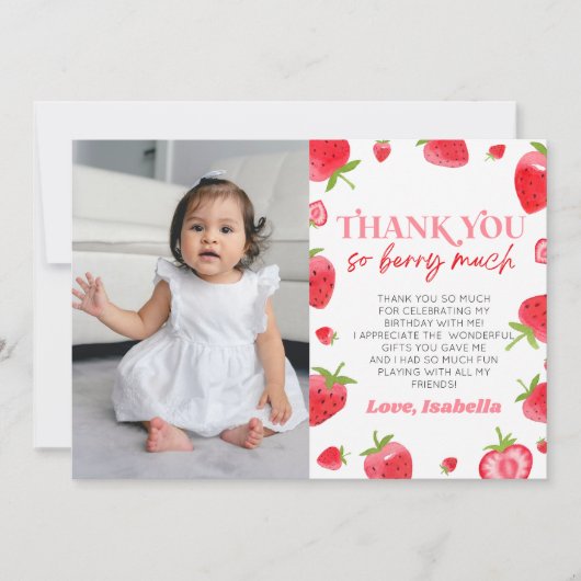Aardbei Berry Sweet Afbeelding verjaardagsfeestje Bedankkaart (Voorkant)