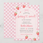 Aardbei Berry Sweet Baby Girl Baby shower Kaart (Voorkant / Achterkant)