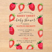 Aardbei Berry Sweet Baby shower Acryl Uitnodigingen (Voorkant)