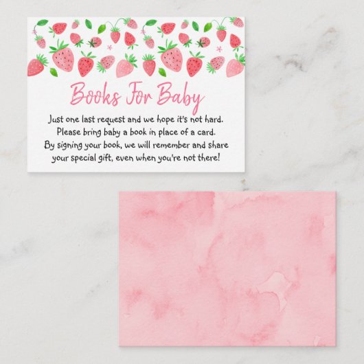 Aardbei Berry Sweet Baby shower Book Request Reque Informatiekaartje (Voorkant / Achterkant)