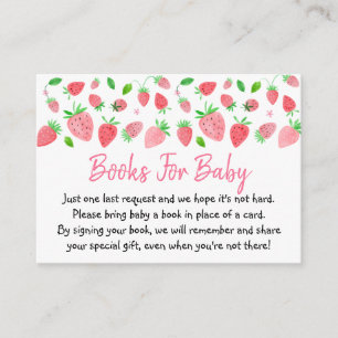 Aardbei Berry Sweet Baby shower Book Request Reque Informatiekaartje