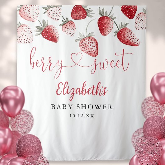 Aardbei Berry Sweet Baby shower Foto Achtergrond Wandkleed