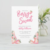 Aardbei Berry Sweet Baby shower Kaart (Staand voorkant)