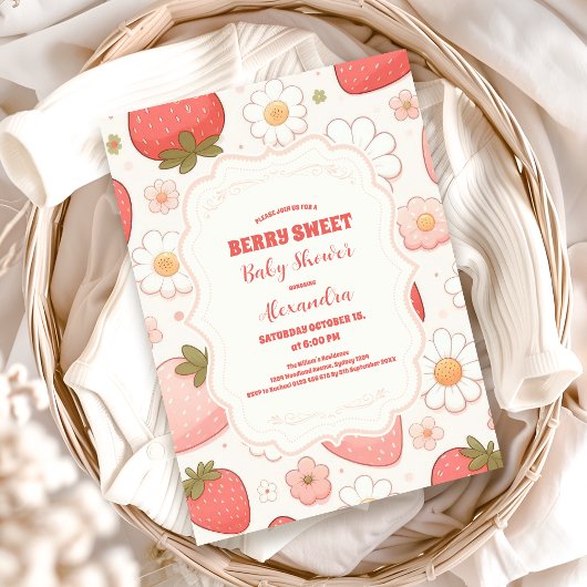 Aardbei Berry Sweet Baby shower Kaart