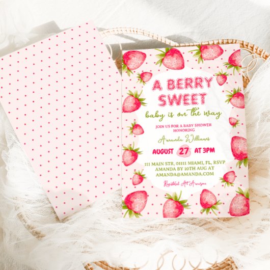 Aardbei Berry Sweet Baby shower Kaart