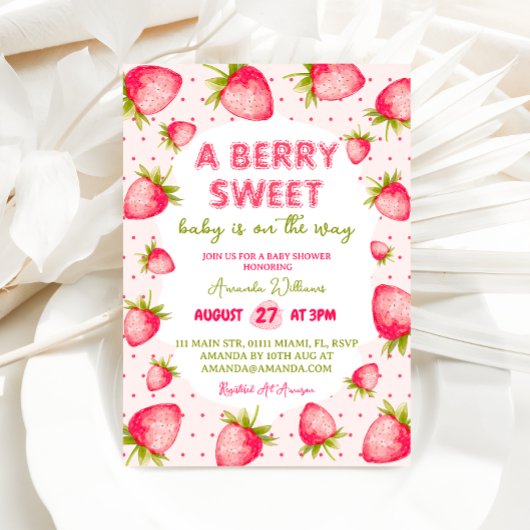 Aardbei Berry Sweet Baby shower Kaart
