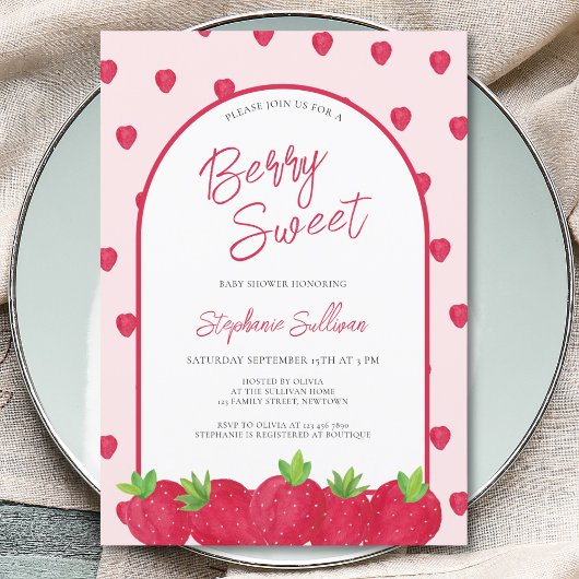 Aardbei Berry Sweet Baby shower Kaart