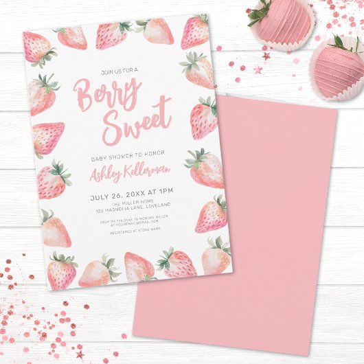 Aardbei Berry Sweet Baby shower Kaart