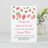 Aardbei Berry Sweet Baby shower Kaart (Staand voorkant)