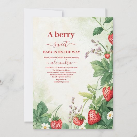 Aardbei Berry Sweet Baby shower Kaart (Voorkant)
