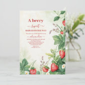 Aardbei Berry Sweet Baby shower Kaart (Staand voorkant)