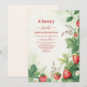 Aardbei Berry Sweet Baby shower Kaart (Voorkant / Achterkant)