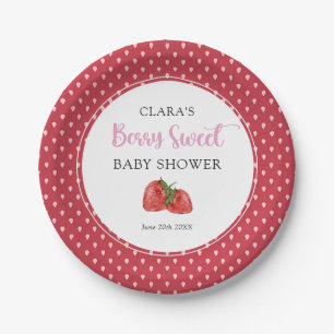 Aardbei Berry Sweet Baby shower Papieren Bordje