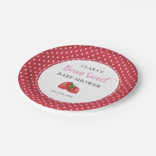 Aardbei Berry Sweet Baby shower Papieren Bordje (Gekanteld)