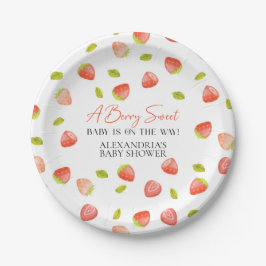 Aardbei Berry Sweet Baby shower Papieren Bordje