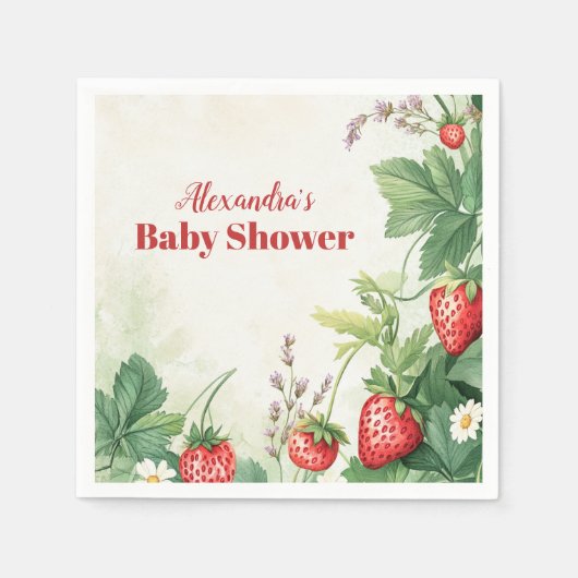 Aardbei Berry Sweet Baby shower Servet (Voorkant)