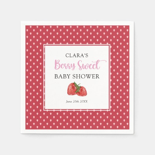 Aardbei Berry Sweet Baby shower Servet (Voorkant)