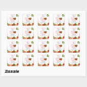 Aardbei Berry Sweet Baby shower Vierkante Sticker (Vel)