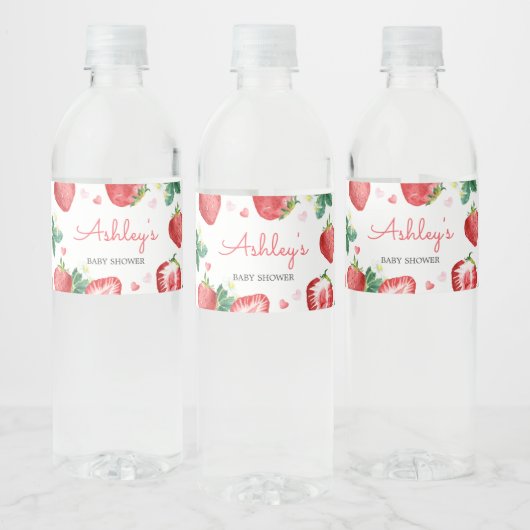 Aardbei Berry Sweet Baby shower Waterfles Etiket (Flessen)