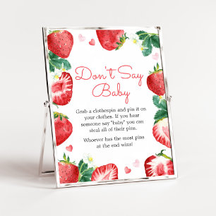 Aardbei Berry Sweet Baby shower Zeg geen Baby Poster