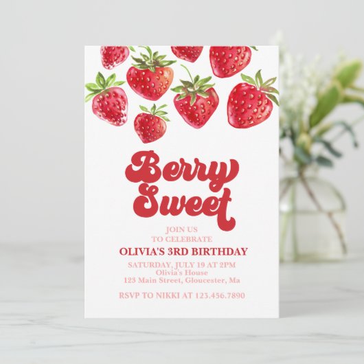 Aardbei Berry Sweet Birthday Kaart (Staand voorkant)