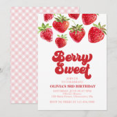Aardbei Berry Sweet Birthday Kaart (Voorkant / Achterkant)