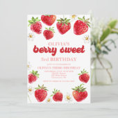 Aardbei Berry Sweet Birthday Kaart (Staand voorkant)
