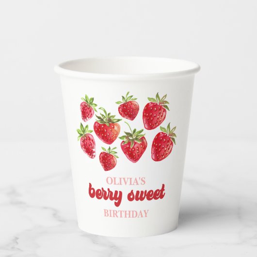 Aardbei Berry Sweet Birthday Papieren Bekers (Voorkant)