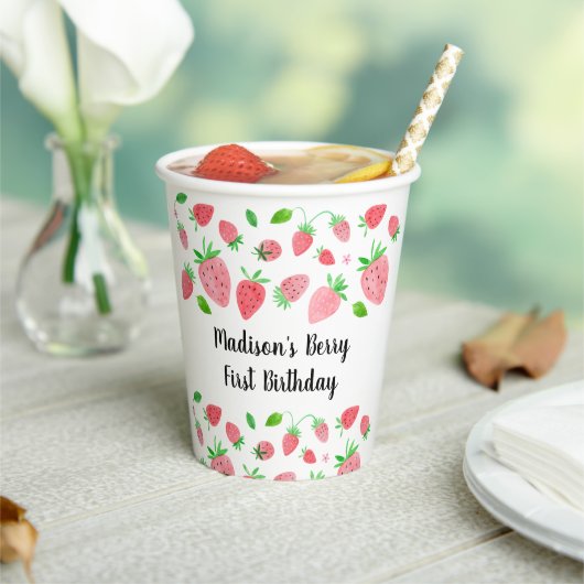 Aardbei Berry Sweet Birthday Papieren Bekers (Insitu)