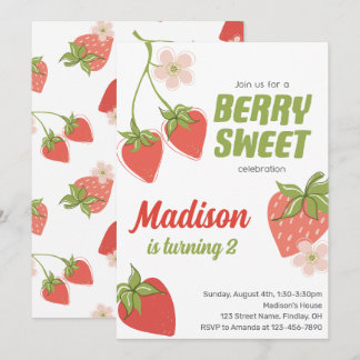 Aardbei Berry Sweet Birthday Partij Elke leeftijd Kaart