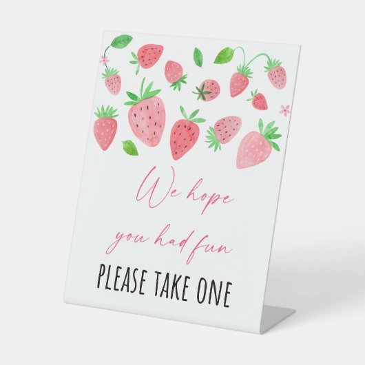 Aardbei Berry Sweet Birthday Party Favor Sign Reclamebord Met Voetstuk (Voorkant)