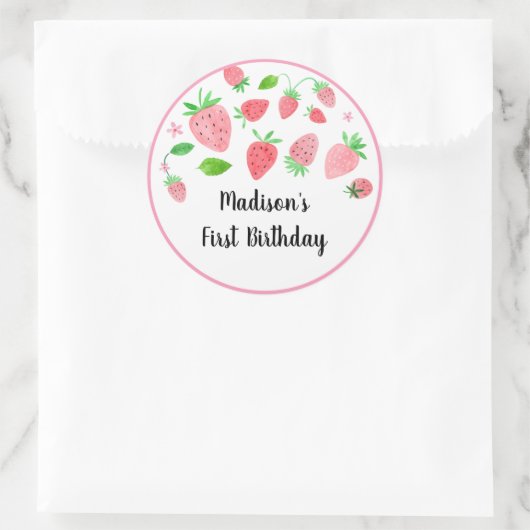 Aardbei Berry Sweet Birthday Ronde Sticker (Tas)