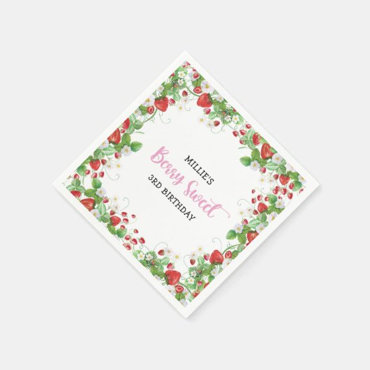 Aardbei Berry Sweet Birthday Servet (Hoek)