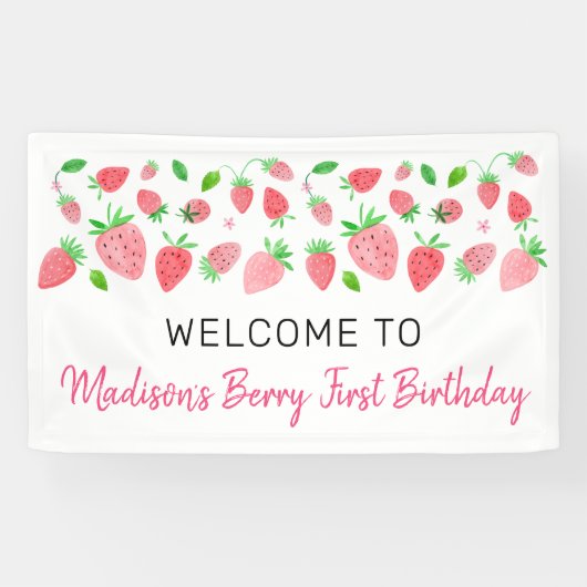 Aardbei Berry Sweet Birthday Spandoek (Horizontaal)