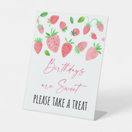 Aardbei Berry Sweet Birthday Treat Reclamebord Met Voetstuk