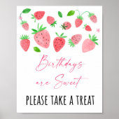 Aardbei Berry Sweet Birthday Treat Sign Poster (Voorkant)