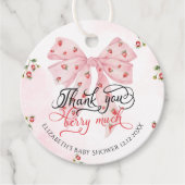 Aardbei Berry Sweet Bow Baby shower Dank u Bedankjes Labels (Voorkant)