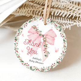 Aardbei Berry Sweet Bow Baby shower Dank u Bedankjes Labels