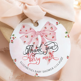 Aardbei Berry Sweet Bow Baby shower Dank u Bedankjes Labels