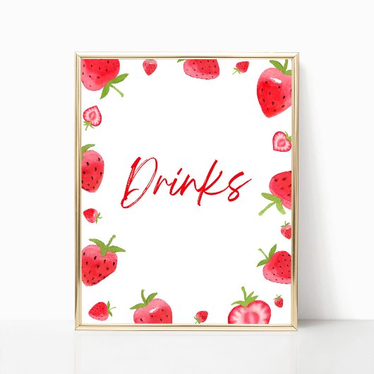Aardbei Berry Sweet Drinken Party Sign Poster