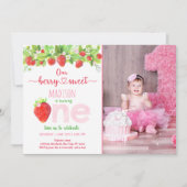 Aardbei Berry Sweet First Birthday Kaart (Voorkant)