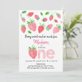 Aardbei Berry Sweet First Birthday Kaart (Staand voorkant)
