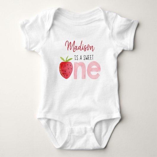 Aardbei Berry Sweet First Birthday Romper (Voorkant)