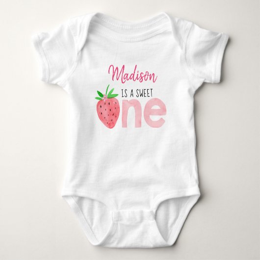 Aardbei Berry Sweet First Birthday Romper (Voorkant)