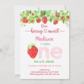 Aardbei Berry Sweet Floral First Birthday Kaart (Voorkant)